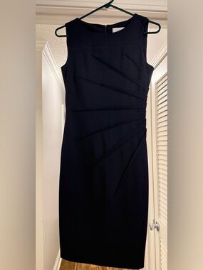 Calvin Klein Navy Sleeveless Midi Sheath Dress